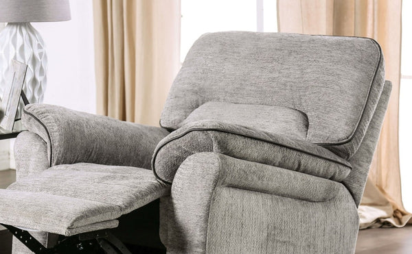 English Elm Transitional Multi-Function Glider Recliner with Channel Back, Cup Holders, Hidden Storage, Upholstered Comfort Light Gray 42 L x 30 W x 34 H B2741P385034