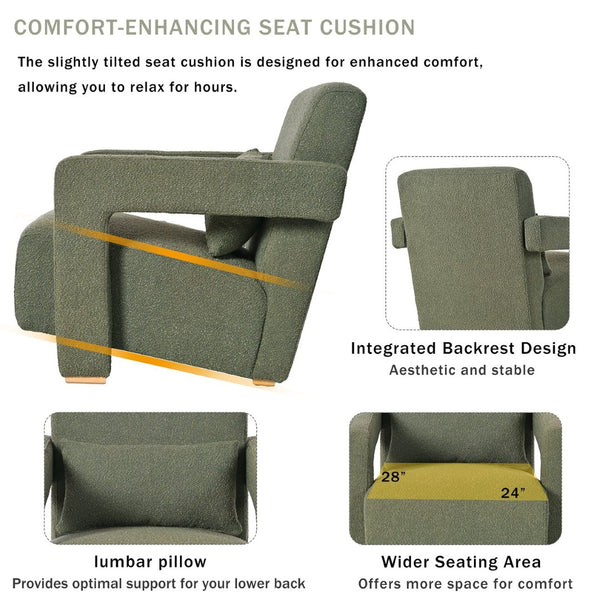 English Elm Mirod Geometric Accent Chair Set of 2 with Lumbar Support and Square Wood Legs N760S0000035C