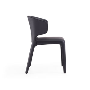 English Elm Conrad Upholstered Dining Chair with Metal Frame, Faux Leather Tweed Finish, Contoured Comfort Black B365P397785