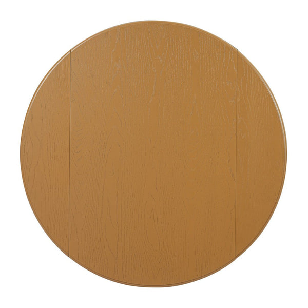 English Elm Extendable Round Dining Table Folding Mdf Top Rubberwood Legs Small Space Apartment Light Brown N752P405933A