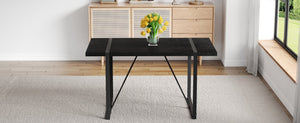 English Elm A Minimalist 55 Inch Rectangular Dining Table with Black Wood Grain Mdf Top W1151P378671