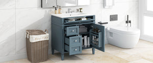 English Elm 30'' Modern Bathroom Vanity With Ceramic Sink, 3 Drawers & Cabinet Storage For Organized Elegance N710P206904M