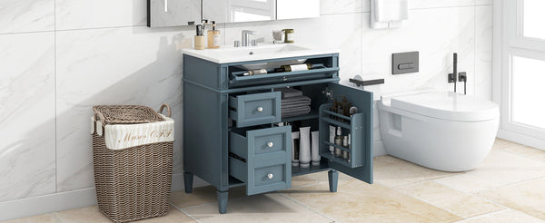 English Elm 30'' Modern Bathroom Vanity With Ceramic Sink, 3 Drawers & Cabinet Storage For Organized Elegance N710P206904M