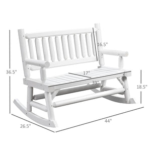 English Elm Heavy Duty Solid Fir Outdoor Loveseat Rocker with Log Style Frame for Porch Garden T3971P417951