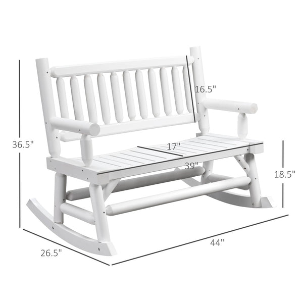 English Elm Heavy Duty Solid Fir Outdoor Loveseat Rocker with Log Style Frame for Porch Garden T3971P417951