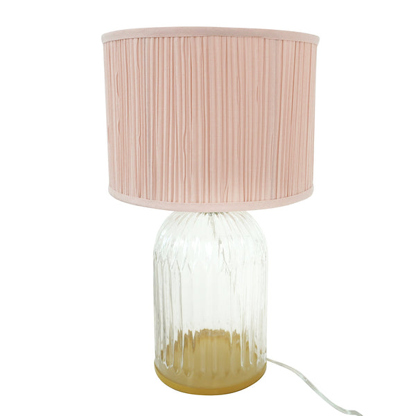 English Elm Ashcroft Furniture - Bedroom Table Lamp - Nordic-Inspired Design With Warm Pink Shade, Clear Glass & Gold Accents, Led Ready B183P315087