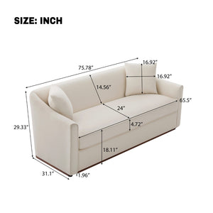 English Elm Modern Chenille Three Seater Sofa with Rubberwood Base and Wrap Around Arms for Living Room Beige N763S000110A