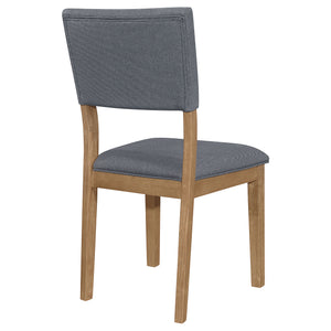 English Elm Topeka Blush Blue Fabric Upholstered Dining Side Chair Set of 2 – Farmhouse Brown Wood Frame, Padded Comfort B062P375532