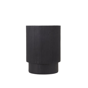 English Elm Handmade Mgo Ribbed Cylinder Side Table Black Concrete Finish Indoor Outdoor Use N772P261960B