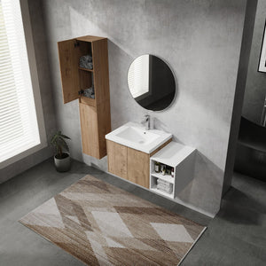 English Elm 36" Wall-Mounted Bathroom Vanity Set With Sink, Side Cabinets, Soft Close Doors & Ample Storage W999S00225