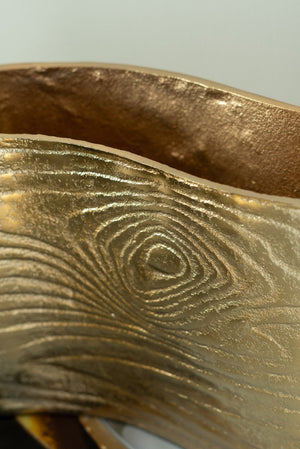 English Elm 9.8x3.7x6.9" Gold Aluminum Wavy Rectangular Vase Sculptural Tabletop Glam Accent W2078P489212