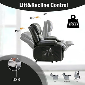 English Elm Power Electric Massage Lift Lounge Chair For Seniors – Heating, Vibration, Usb Charging & Storage! W1521P302637-GIGA