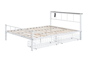 English Elm Contemporary Full-Size Metal Bed Frame with Minimalist Design, Lightweight, Foundation-Free Ease White 15 L x 83 W x 7 H B2741P364409