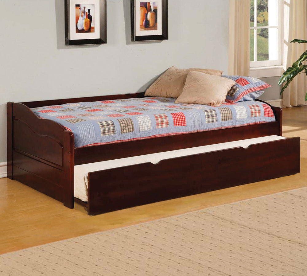 English Elm Cherry Classic Daybed With Attached Twin Trundle & Slat Kit, Low Profile Cherry Finish, Mattress-Ready Platform Bed 79.13"L B2741S00485