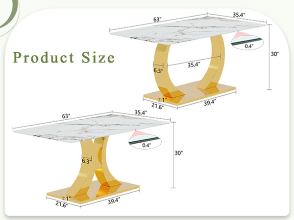 English Elm Only Tempered Glass Dining Tabletop Pandora White Pattern Glossy Scratch Resistant Surface W2920P356919