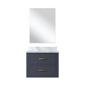 English Elm Blue Compact Single Bath Vanity Set With Acrylic Countertop & Frameless Mirror For Small Spaces B2731S01420