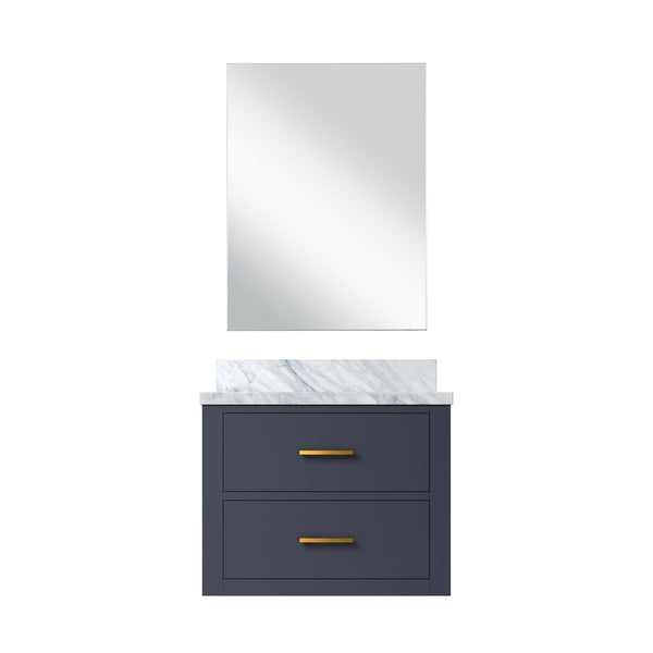 English Elm Blue Compact Single Bath Vanity Set With Acrylic Countertop & Frameless Mirror For Small Spaces B2731S01420