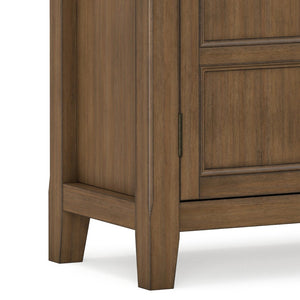 English Elm Burlington Solid Wood Low Cabinet Aged Brown Stain Bronze Pulls Transitional Storage B136P481643