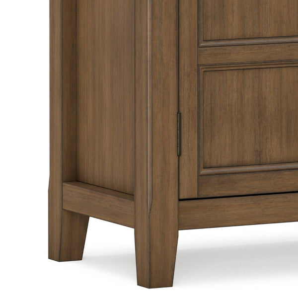 English Elm Burlington Solid Wood Low Cabinet Aged Brown Stain Bronze Pulls Transitional Storage B136P481643