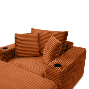 English Elm 52.4'' Boneless Foam Chaise Lounge Convertible Corduroy Sofa Bed for Living Room Orange W1117P410672