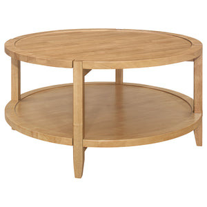 English Elm Isbell Round Solid Wood Coffee Table – Modern Farmhouse Charm With Maple Finish & Ample Storage Space B062P299894