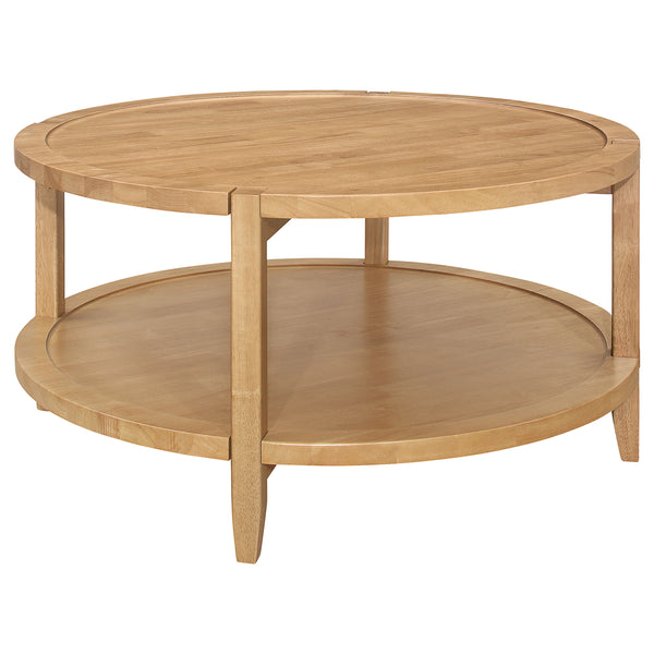 English Elm Isbell Round Solid Wood Coffee Table – Modern Farmhouse Charm With Maple Finish & Ample Storage Space B062P299894