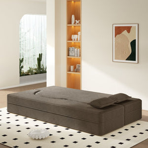 English Elm Modern Corduroy Floor Sofa Foldable Twin Sleeper Foam Filled for Dorms and Playrooms Coffee W1885P446609