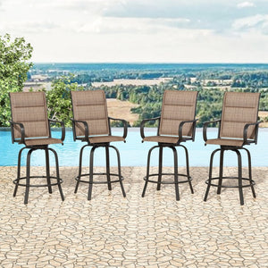 English Elm Patio Swivel Barstools Set of 2 Textilene Mesh Powder Coated Frame All Weather Seating T3623P437318
