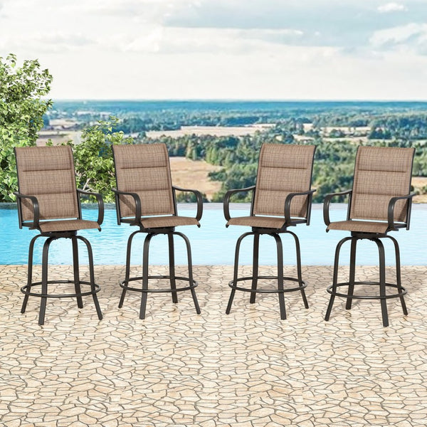 English Elm Patio Swivel Barstools Set of 2 Textilene Mesh Powder Coated Frame All Weather Seating T3623P437318