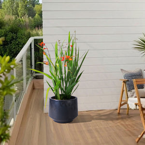 English Elm 3 Pieces Ceramic Flowerpot Set - Handcrafted Antique Gray Planters For Gardens, Patios & Windowsills W3273P321502