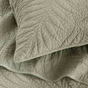 English Elm King Stone Washed Cotton Quilt Set Breathable Garment Dyed Bedroom Comfort Sage B035P496597