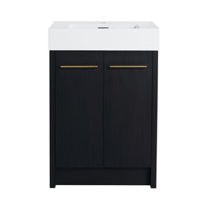 English Elm 24 Inch Freestanding Bathroom Vanity With Resin Sink, Soft-Close Doors & Adjustable Storage Options W999S00177