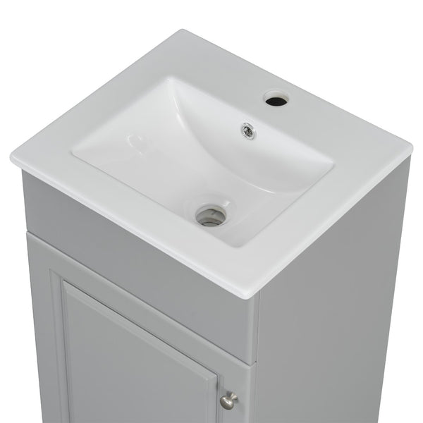English Elm [video] Compact Sage Green Bathroom Vanity with Ceramic Sink Soft Close Cabinet Grey N759P237932E