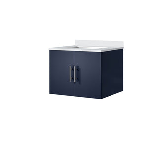 English Elm Navy Blue Bath Vanity - 24" W X 22" D With White Quartz Top For Modern Elegance & Storage Solution B2731P258562
