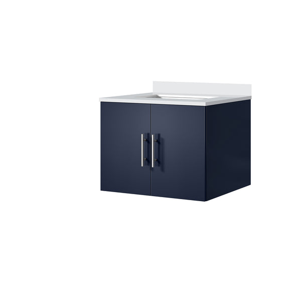 English Elm Navy Blue Bath Vanity - 24" W X 22" D With White Quartz Top For Modern Elegance & Storage Solution B2731P258562