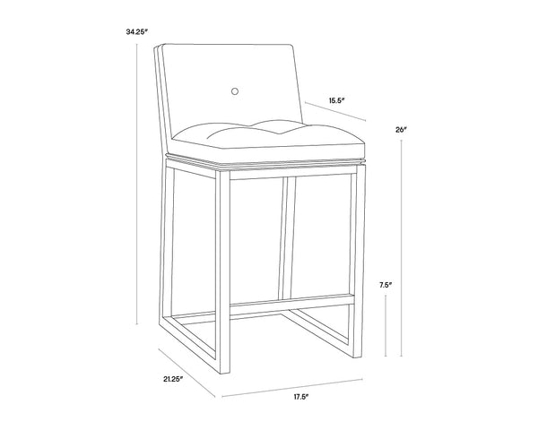 Sunpan Alba Modern Counter Stool - Stylish White Faux Leather Seat, Stainless Steel Frame, Comfort & Elegance