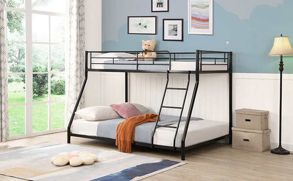 English Elm METAL Twin-Over-Twin Bunk Bed Black - Space-Saving Modern Metal Frame, Durable Quiet Steel Support W2297P397424