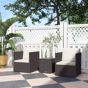 English Elm Outsunny Folding Pe Rattan Bistro Set Tempered Glass Table Cushioned Patio Chairs W2225P485627