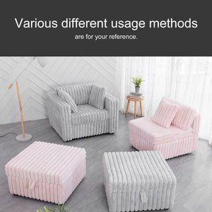 English Elm 44.9" Modular Sofa Single with Hidden Storage Handle, Comes with Two Matching Throw Pillows, Light Gray Comfort W1767S00005