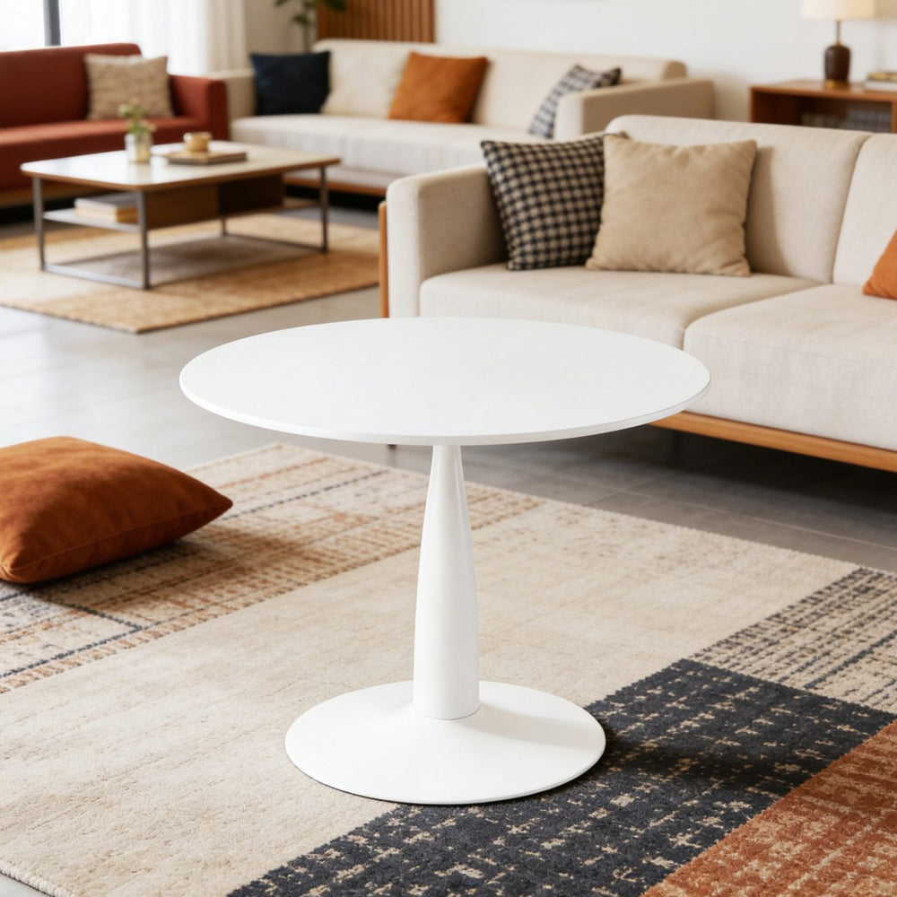 English Elm 1+4,5pieces Mid-century Dining Set Mdf Top Metal Pedestal Base Seats Six Modern Home W3766S00013