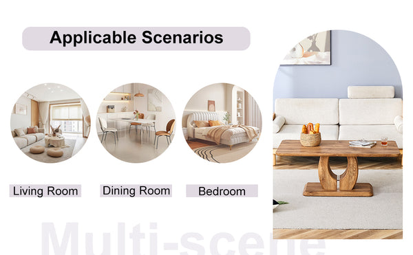 English Elm Modern modern simple luxury rectangular coffee table with sturdy base, easy-clean MDF, versatile use Wood W1151S01230