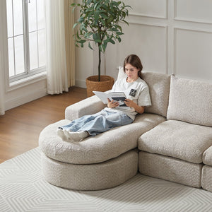 English Elm 99-Inch Chenille Cloud Curved Sectional Sofa – Modern L-Shaped Boneless Couch With Chaise & Comfort W834S00476