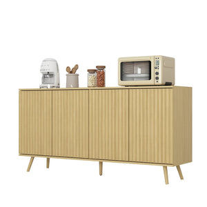 English Elm Sideboard Walnut Credenza with Hexagonal Doors and Adjustable Shelves for Dining Areas W409P327407