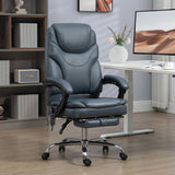 English Elm Vinsetto Pu Leather Massage Office Chair With 6 Vibration Points, Heated Reclining Computer Chair With Adjustable Height, Footrest, Gray