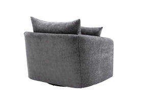 English Elm 360° 360 Swivel Oversized Chenille Armchair with Pocket Spring Seat and Three Throw Pillows Grey W1361S00053