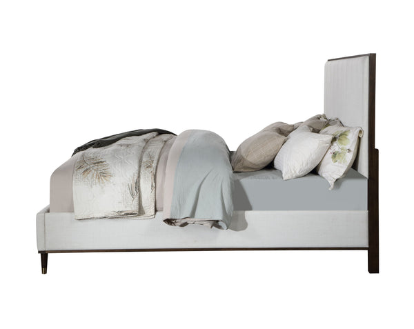 English Elm Carena E.King 5-Piece Bedroom Set in Brown/Gray/White – Upholstered Bed, Dresser, Chest, Mirror, Nightstand B2726S00445