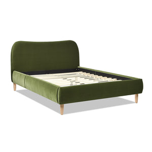 English Elm Jennifer Taylor Home - Roman Upholstered Queen Platform Bed With Curved Headboard In Olive Green Velvet - Stylish Comfort! B2719P238211