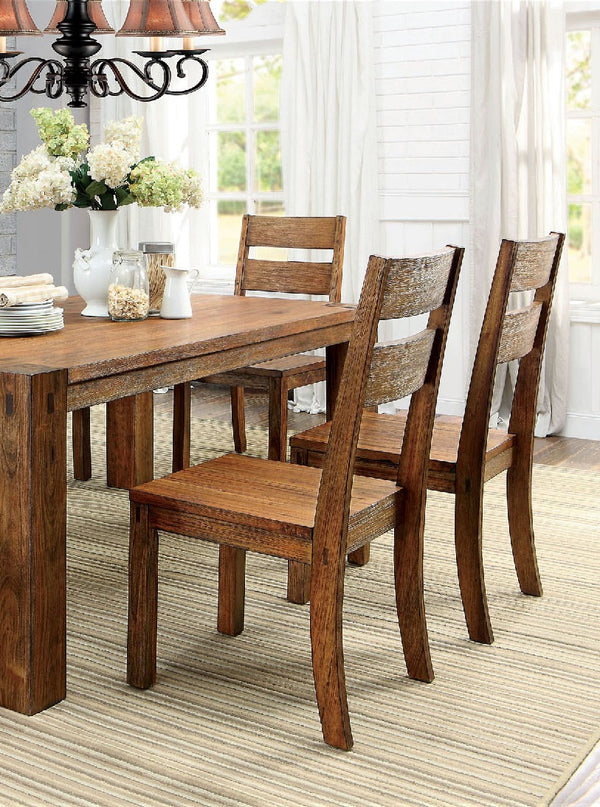 English Elm Dark Oak Rustic Solid Wood Dining Chairs Set of 2 — Panel Back Side Chairs, Wood Veneer, Bold Oak Finish B011P232475