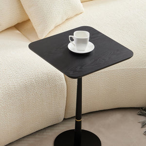 English Elm MDF Round Tea Table with Metal Feet, Modern Black Accent for Living Room, Dining & Lounge 21.5"x18" W2085P241112