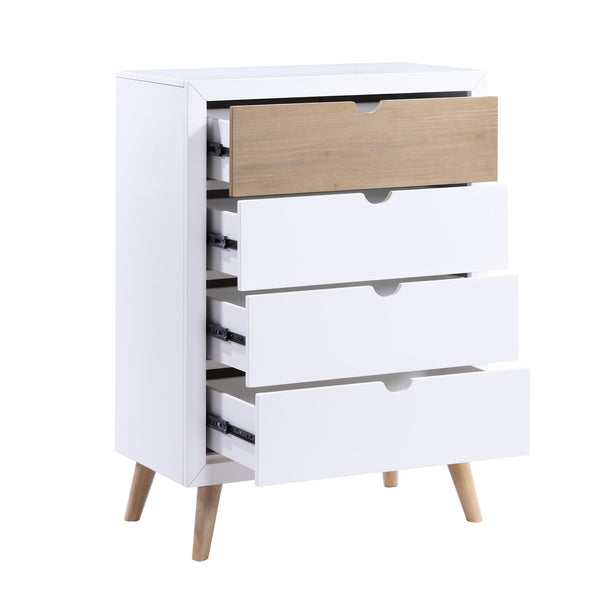English Elm White Asker Two-Tone Storage Chest with Grooved Handles, Mid-Century Pine Veneer Dresser for Kids Bedroom B011P286909